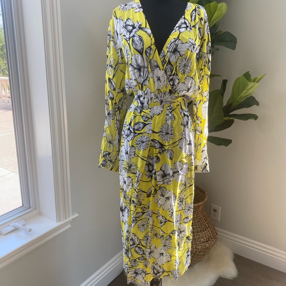 H&M Yellow Floral Print Dress 14